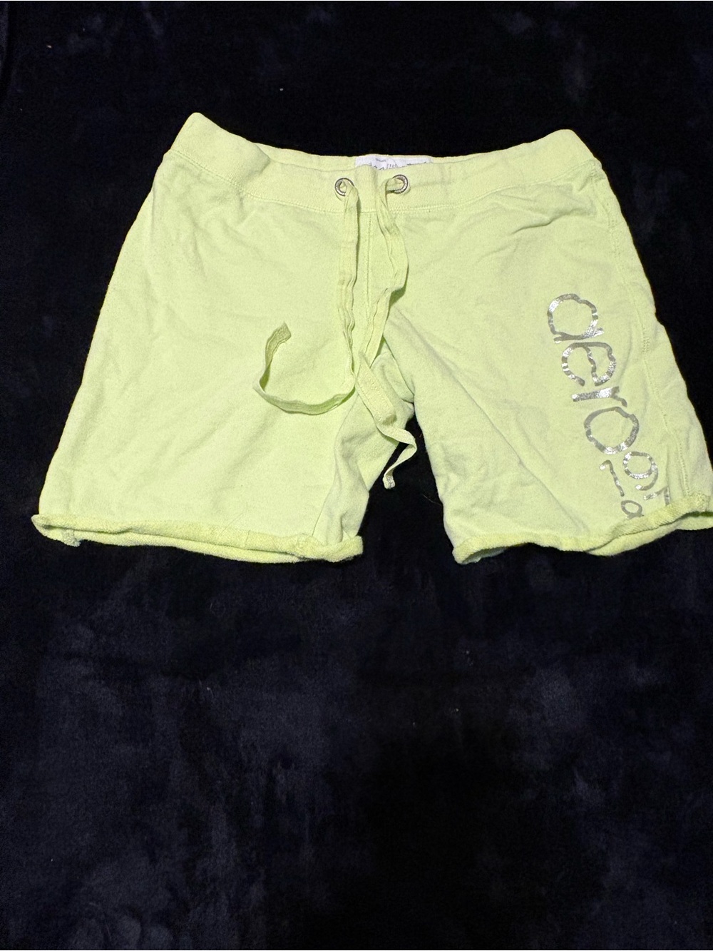 Vintage 2000s Aeropostale Neon Yellow Drawstring Athletic Shorts with Side Logo